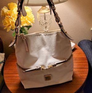 Dooney & Bourke Large Cream Leather Satchel Hobo
